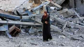 Pain walks on the earth, and the rubble tells the story of a wounded people