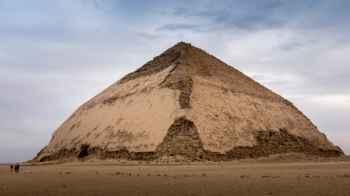 Tourist falls inside narrow passage in one of the pyramids