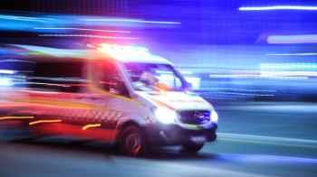 Girl falls from an ambulance while being transported for emergency