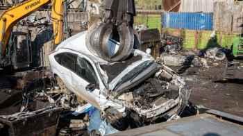 Elderly Man Crushed to Death Inside Car by Crane