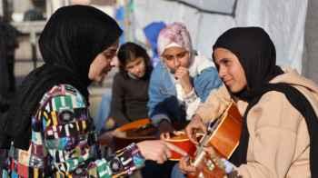From among the tents... melodies create hope in Gaza