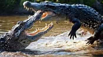 American woman fears home intruder, finds alligators fighting on porch instead – video